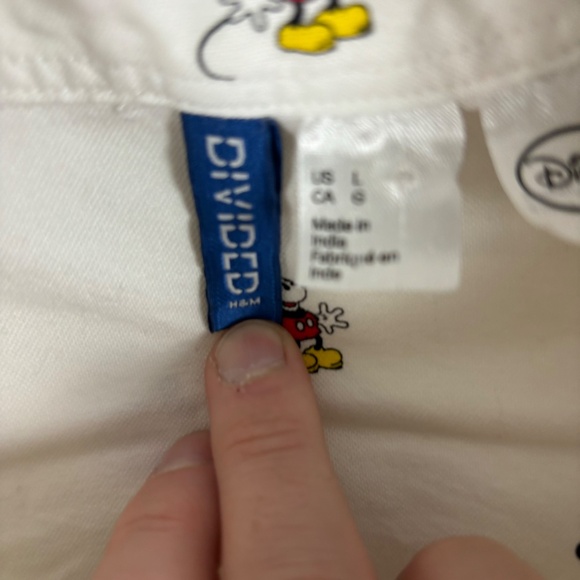 Disney Mickey Mouse White Button-Down Shirt Size L One Pocket - Picture 6 of 15
